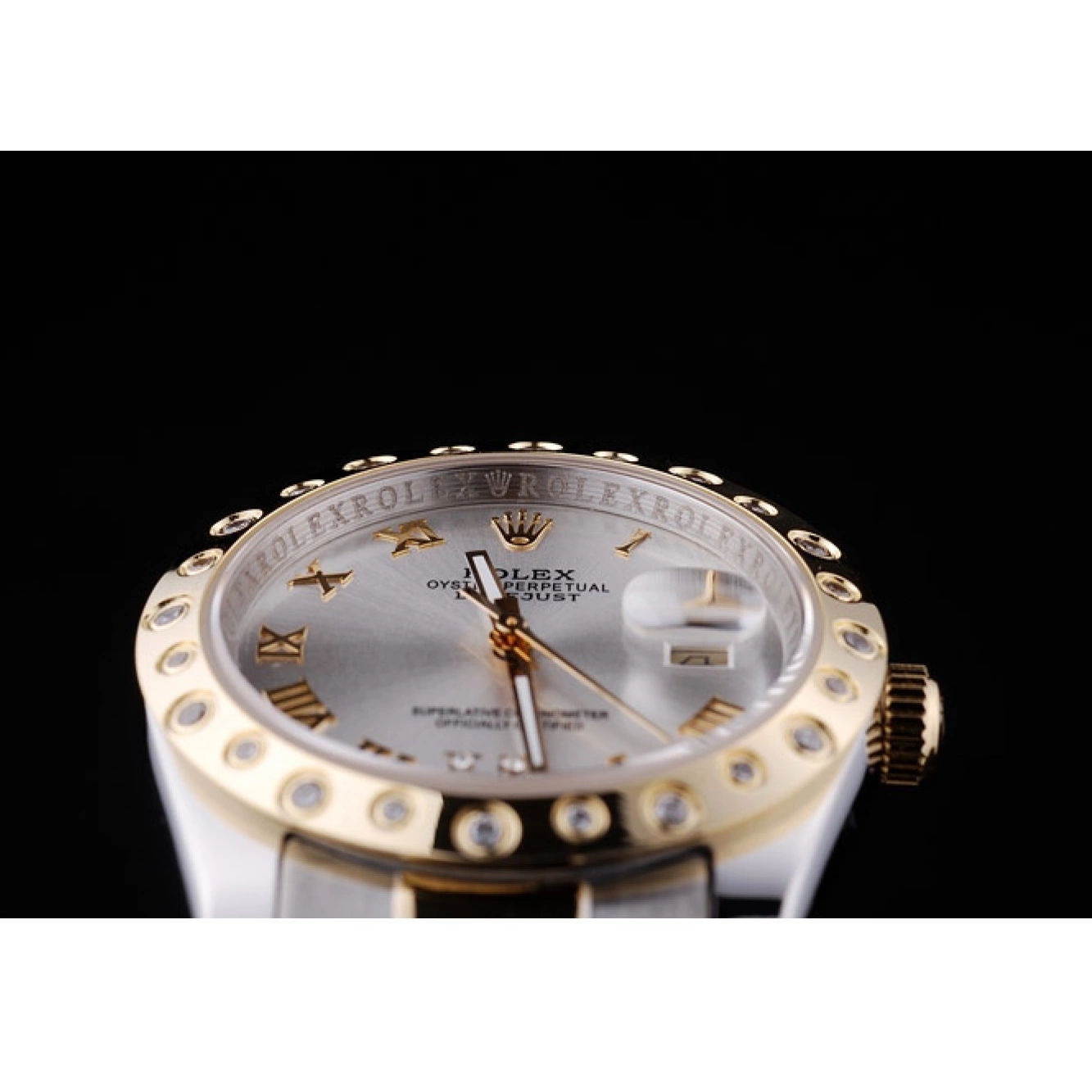 Aaa replica watch Rolex Bezel 7464 Dial White Datejust Diamond 0622